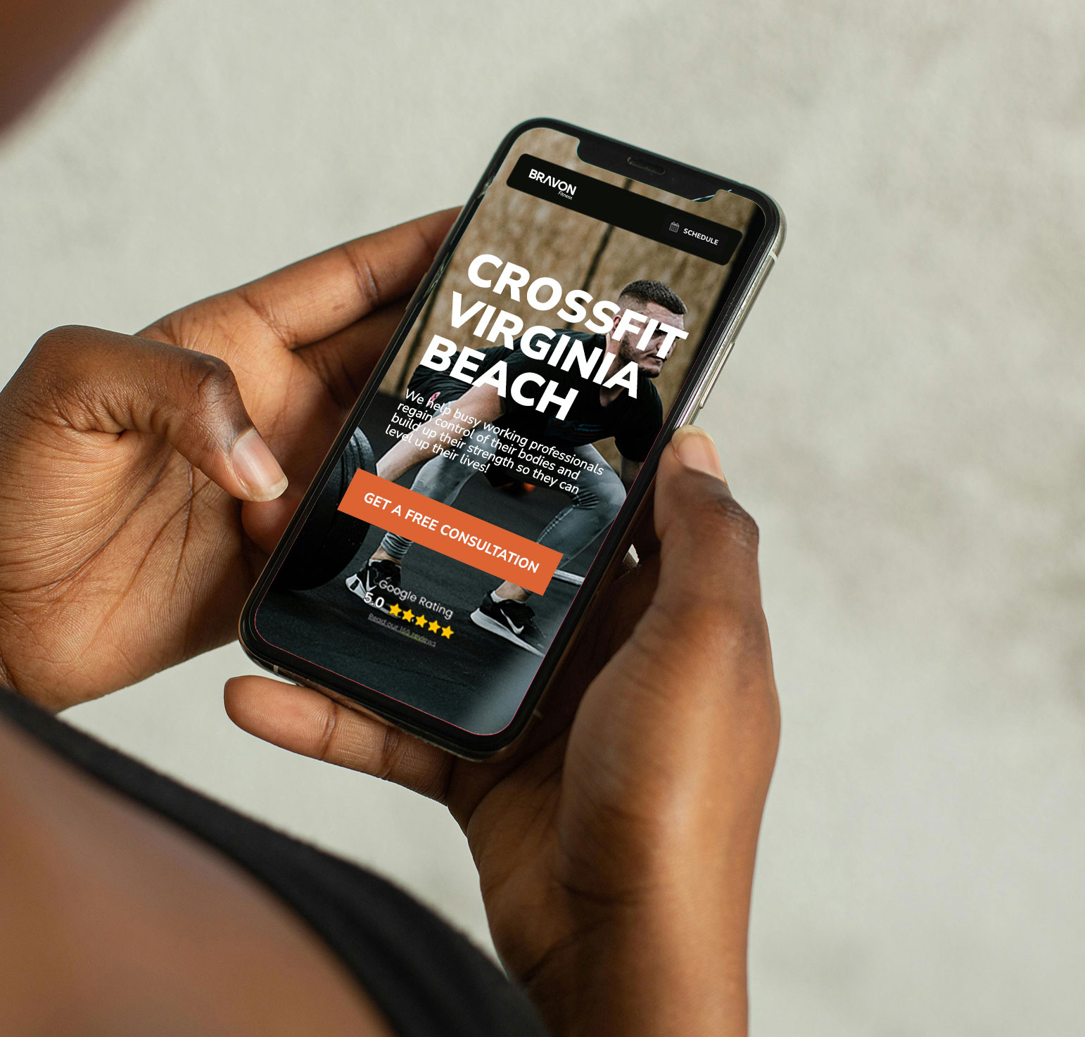 A CrossFit website displayed on a phone