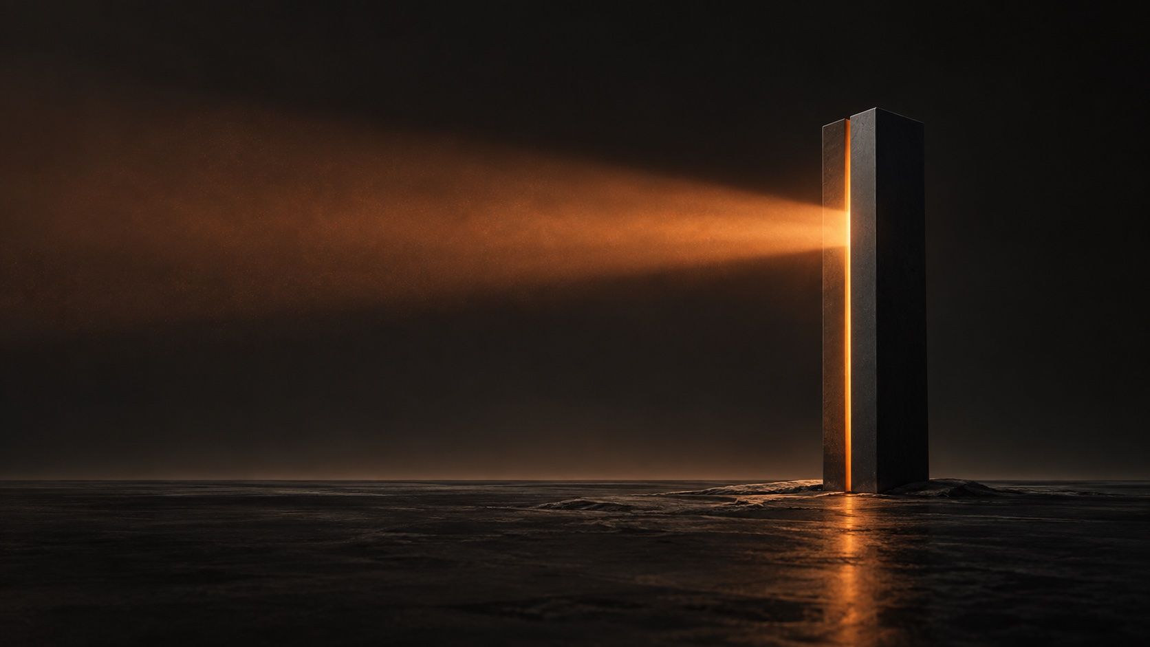 A beacon casting a warm light across a dark landscape