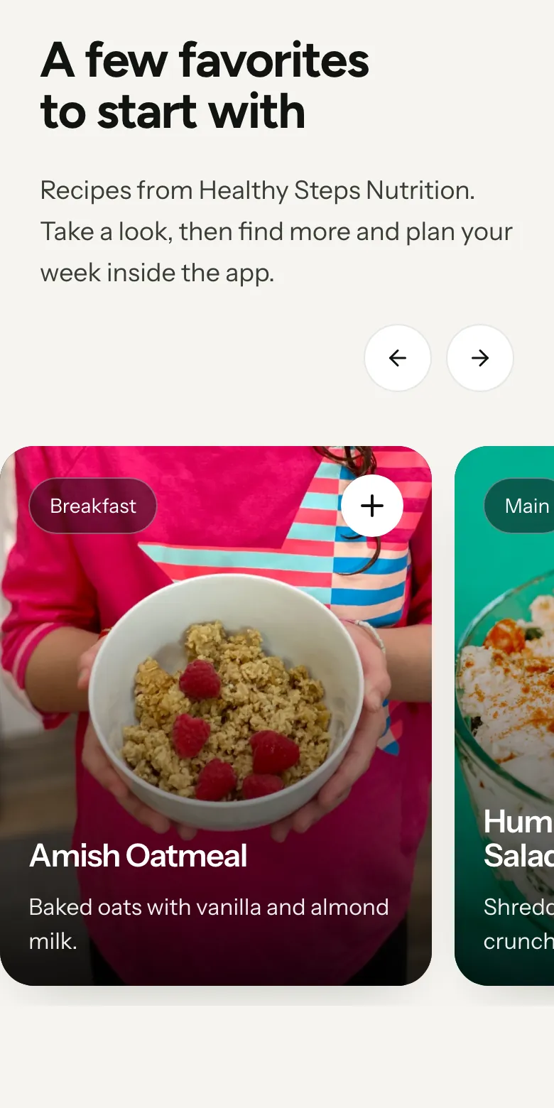 HSN recipe cards, starting with Amish Oatmeal.